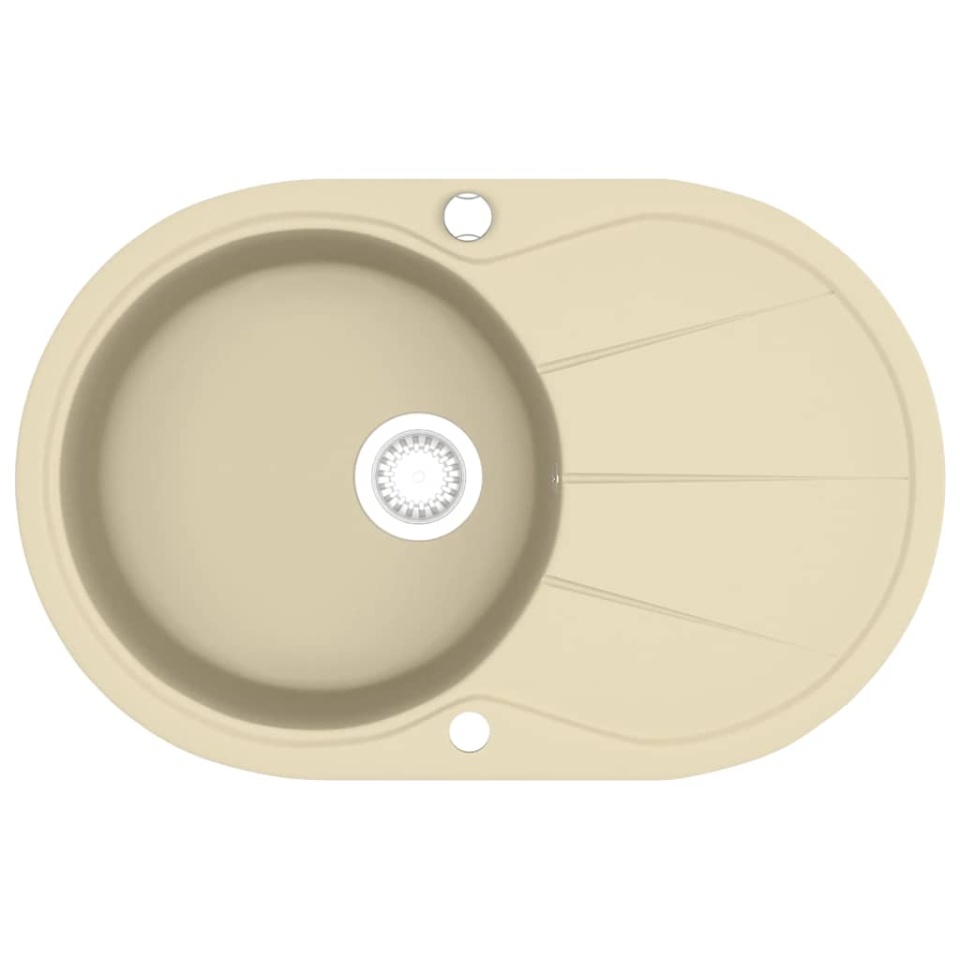 Chiuvetă de bucătărie din granit, bej, un bazin, oval - 1 | YEO