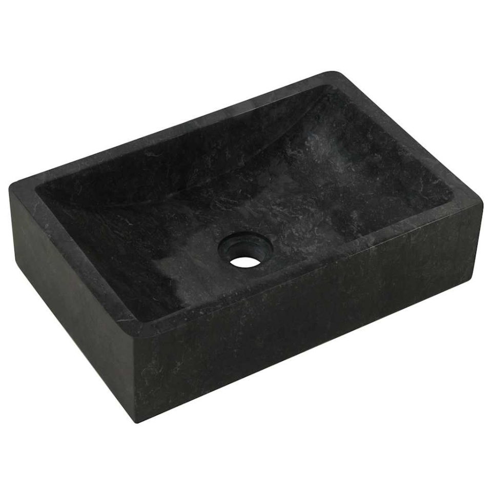 Chiuvetă, negru extralucios, 45x30x12 cm, marmură - 3 | YEO