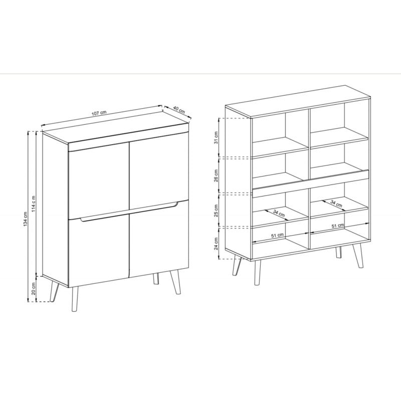 Comodă artizanală din stejar Scandi SC03 107 cm 4D - 2 | YEO