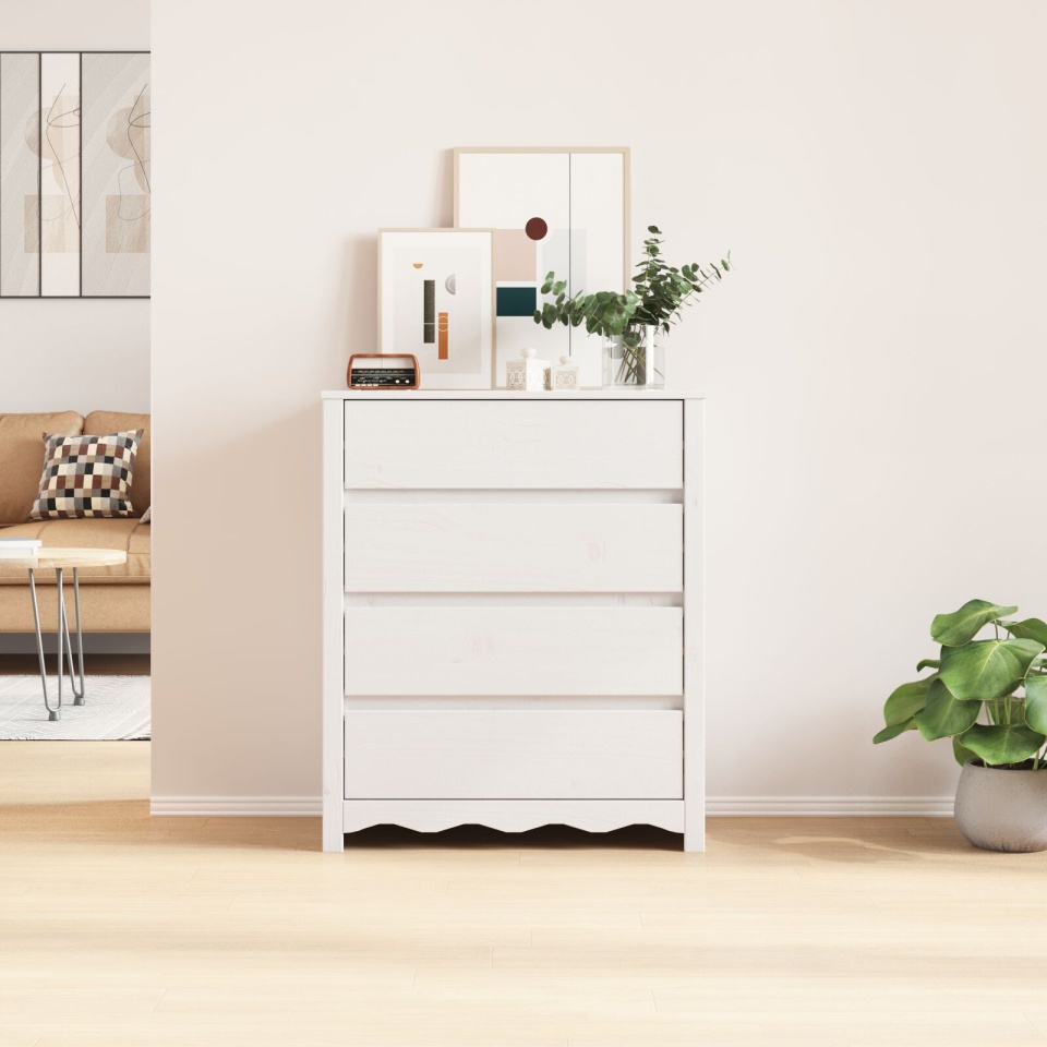 Comodă DRAMMEN Alb 76,5x40x91 cm Lemn masiv Pin - 3 | YEO