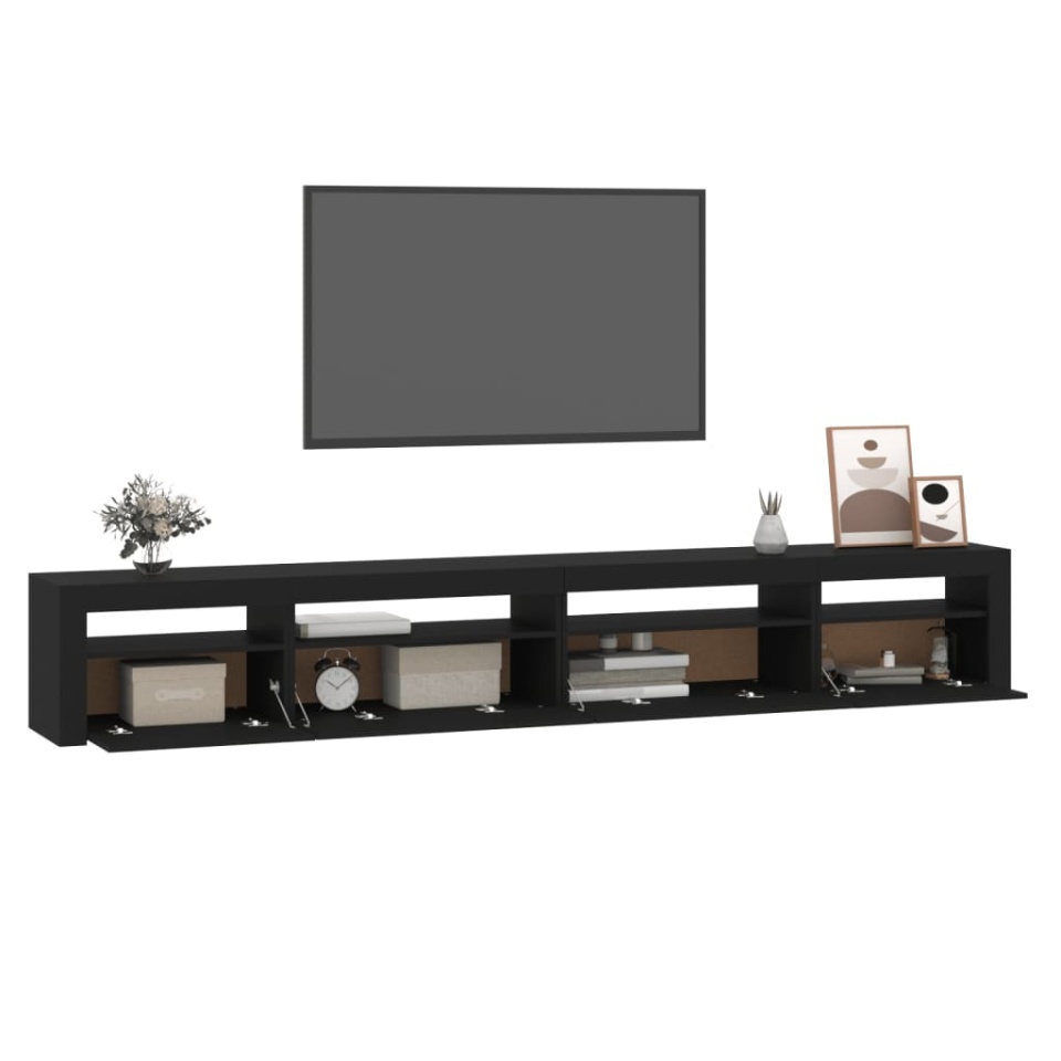 Comodă TV cu lumini LED, negru, 270x35x40 cm - 4 | YEO