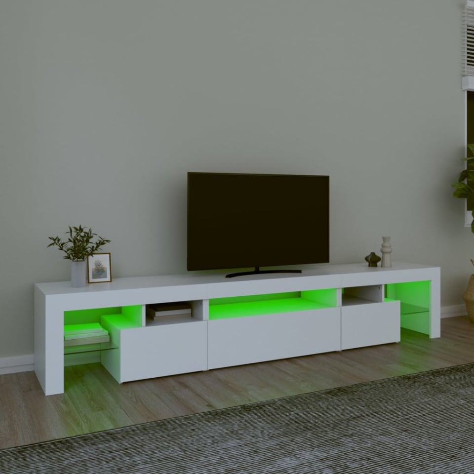 Comode TV cu lumini LED, alb，215x36,5x40 - 3 | YEO