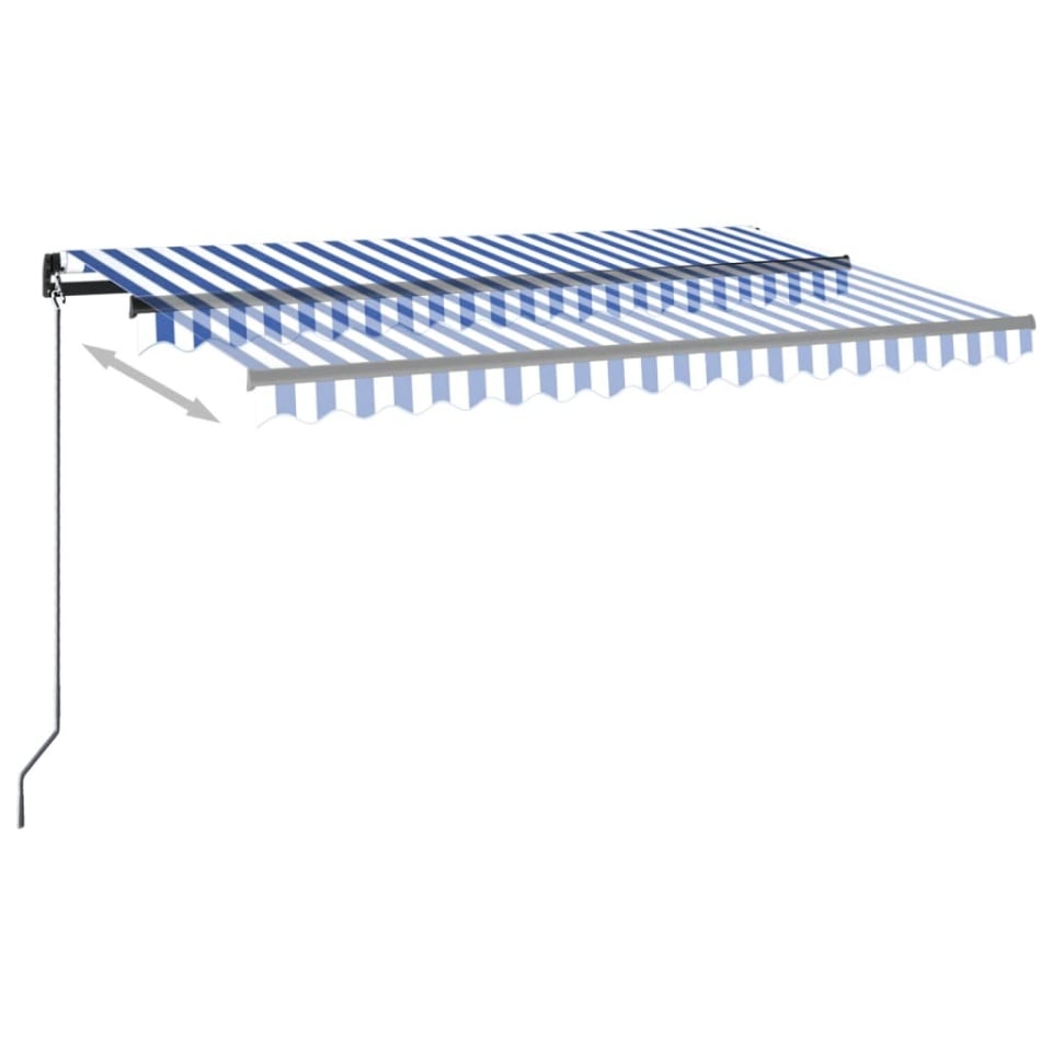 Copertină automată cu LED&senzor vânt, albastru/alb, 450x350 cm - 2 | YEO