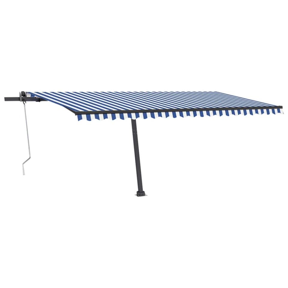 Copertină autonomă retractabilă automat albastru&alb 500x350 cm - 1 | YEO