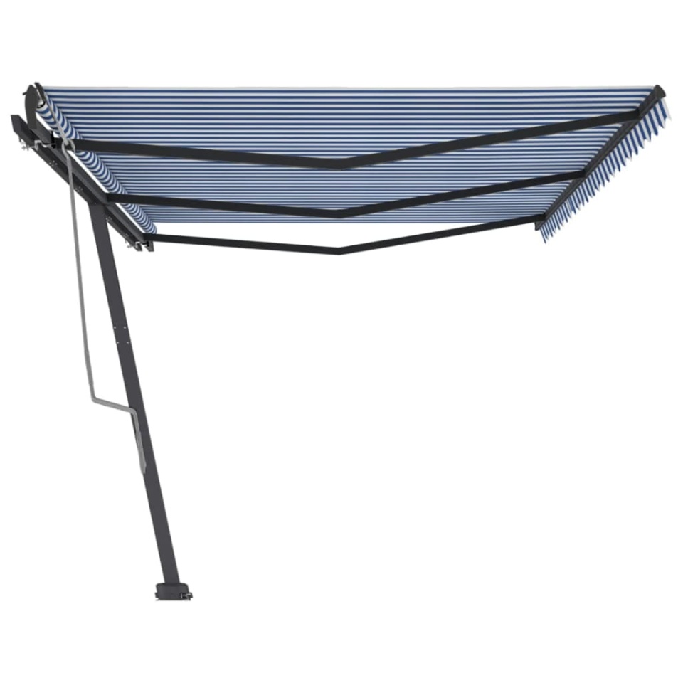 Copertină autonomă retractabilă manual albastru/alb 600x300 cm - 3 | YEO