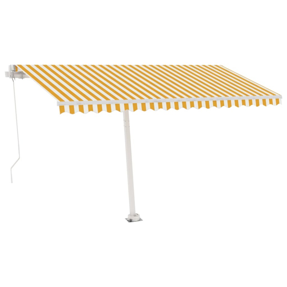 Copertină autonomă retractabilă manual, galben/alb, 450x300 cm - 3 | YEO