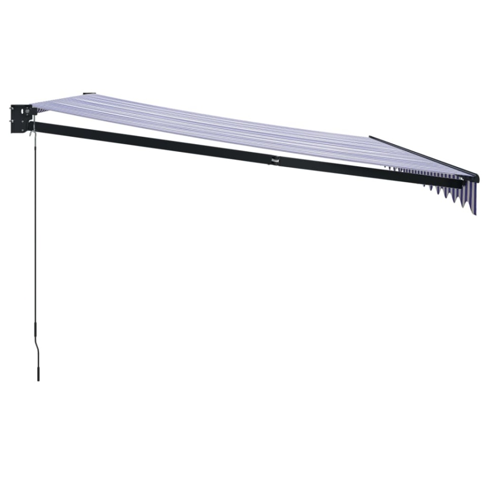 Copertină retractabilă albastru/alb, 4,5x3 m, textil/aluminiu - 3 | YEO