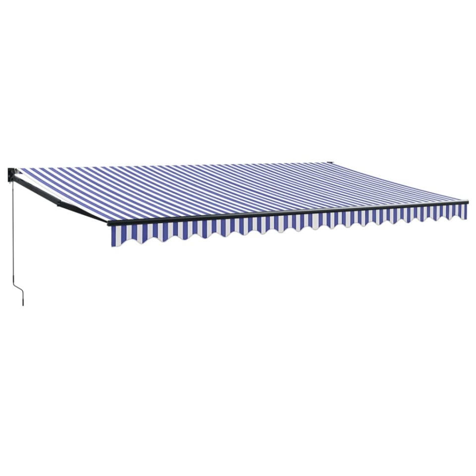 Copertină retractabilă albastru/alb, 5x3 m, textil/aluminiu - 1 | YEO