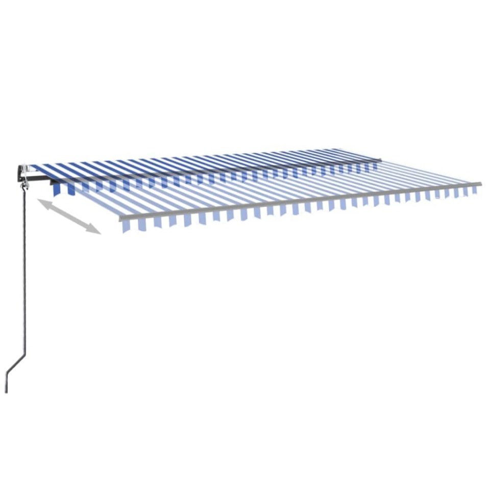 Copertină retractabilă automat, albastru și alb, 500x350 cm - 2 | YEO