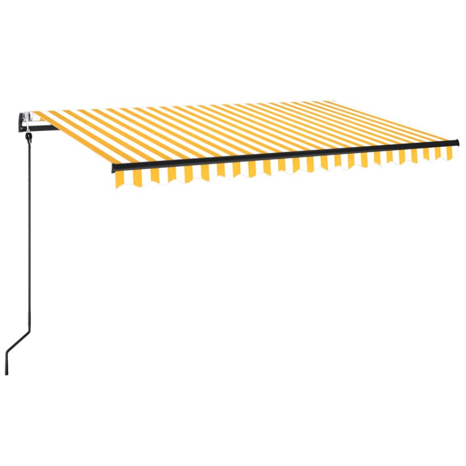 Copertină retractabilă automat, galben și alb, 450x350 cm - 1 | YEO