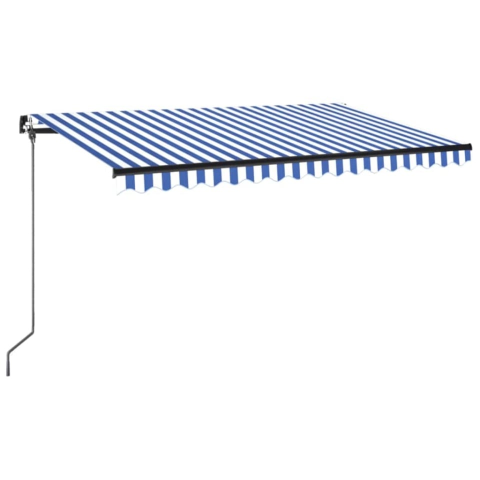 Copertină retractabilă manual cu LED, albastru/alb, 400x350 cm - 1 | YEO