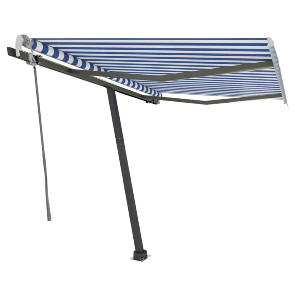 Copertină retractabilă manual cu LED albastru și alb 300x250 cm - 1 | YEO