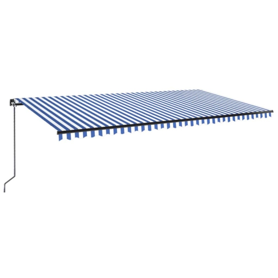Copertină retractabilă manual cu LED albastru și alb 600x300 cm - 1 | YEO