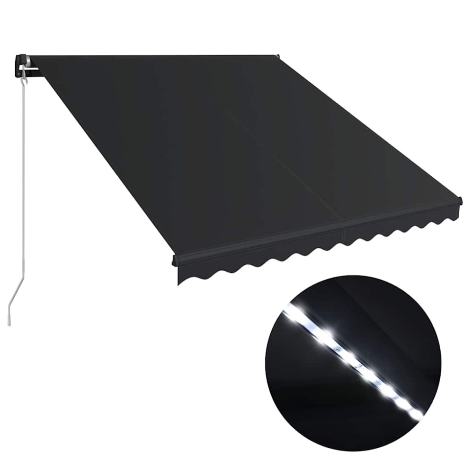 Copertină retractabilă manual cu LED, antracit, 300 x 250 cm - 1 | YEO