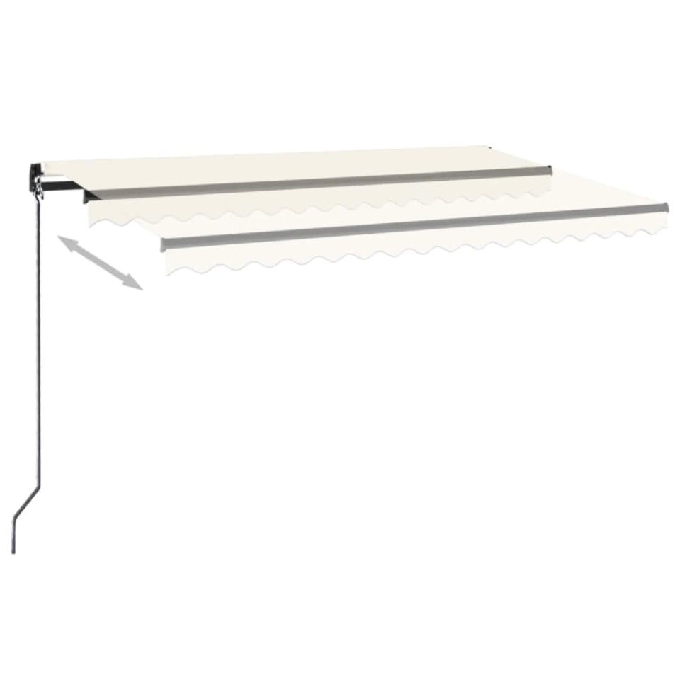 Copertină retractabilă manual cu LED, crem, 450x350 cm - 2 | YEO