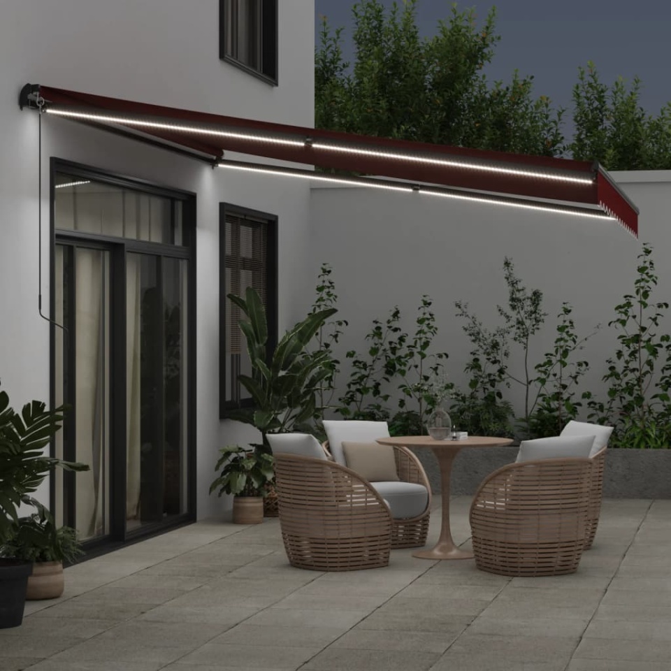Copertina retractabilă manual cu LED-uri, vișiniu, 400x300 cm - 2 | YEO