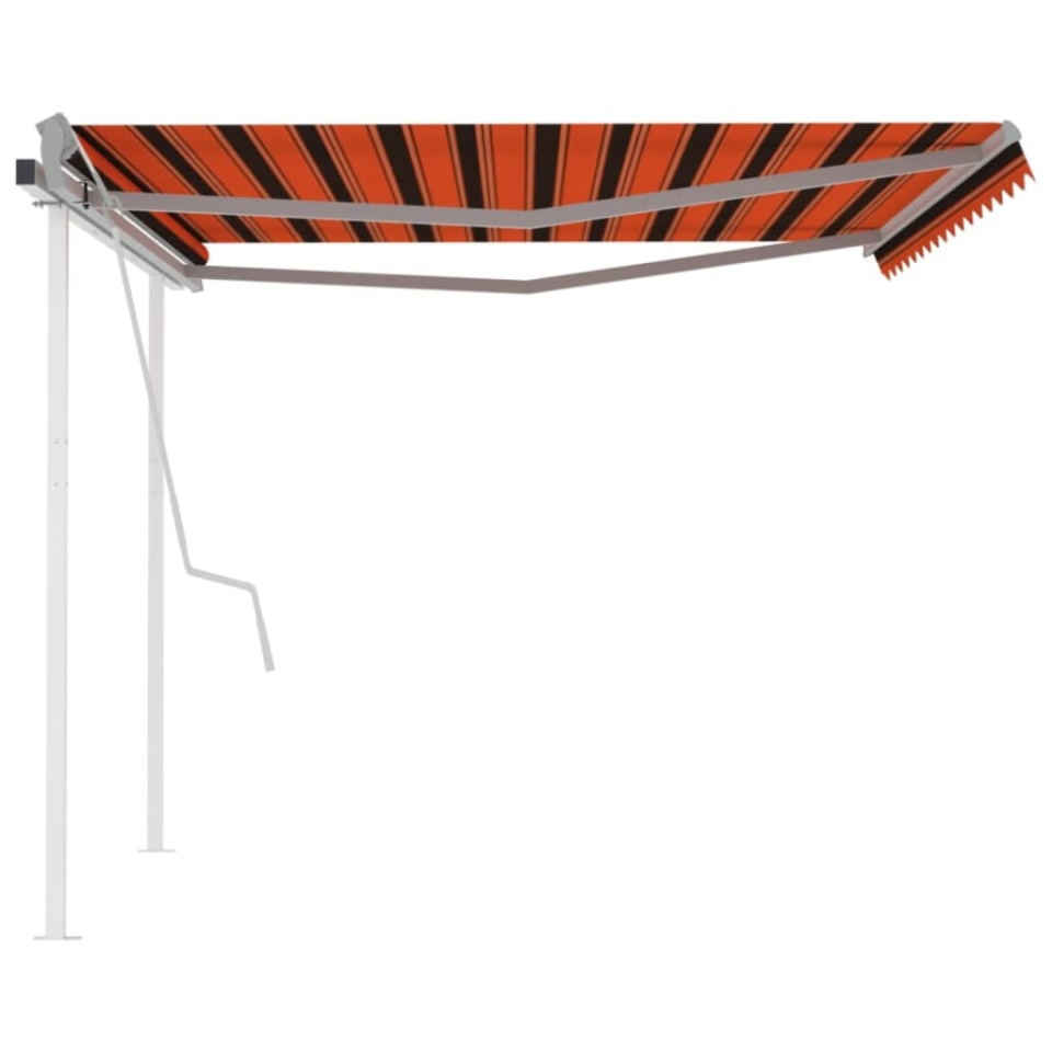 Copertină retractabilă manual cu stâlpi, portocaliu&maro, 4x3 m - 3 | YEO
