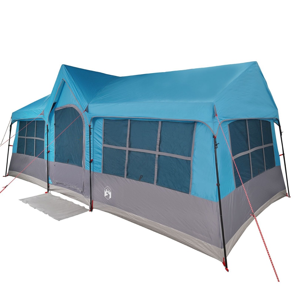 Cort de camping cu plasă albastră pentru 12 persoane, impermeabil - 1 | YEO