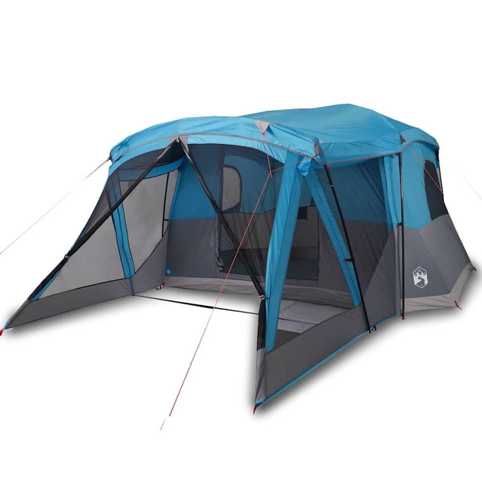 Cort de camping cu verandă 4 persoane, albastru, impermeabil - 1 | YEO