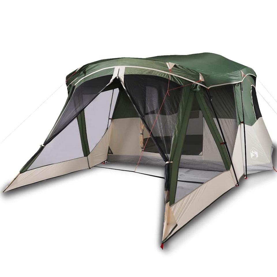 Cort de camping cu verandă 4 persoane, verde, impermeabil - 1 | YEO
