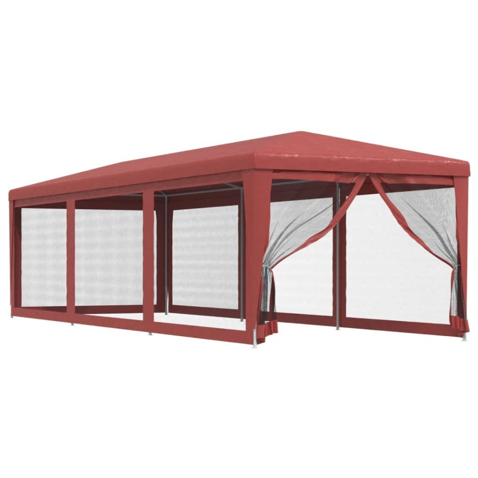 Cort de petrecere cu 8 pereți din plasă, roșu, 3x9 m, HDPE - 1 | YEO