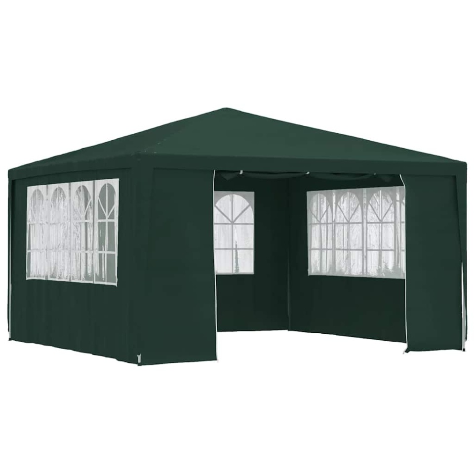 Cort petrecere profesional cu pereți laterali verde 4x4m 90g/m²