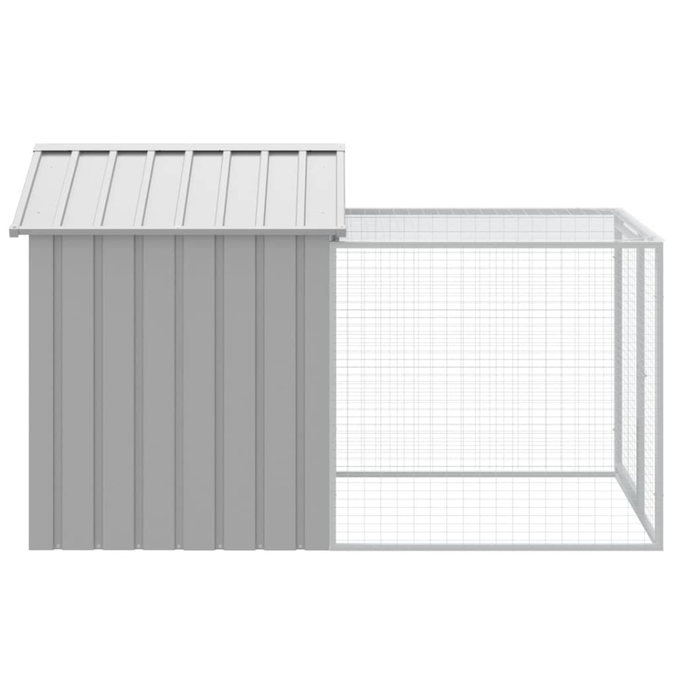 Coteț pui cu incintă gri deschis 117x201x123 cm oțel galvanizat - 3 | YEO