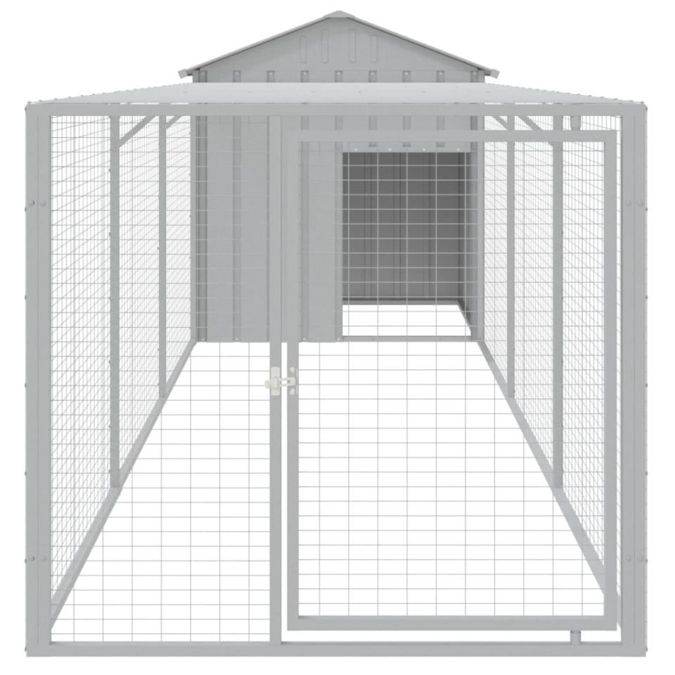 Coteț pui cu incintă gri deschis 117x405x123 cm oțel galvanizat - 2 | YEO