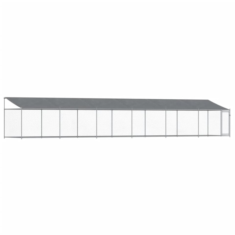 Cușcă câini cu acoperiș și ușă, gri, 12x2x2 m, oțel galvanizat - 1 | YEO