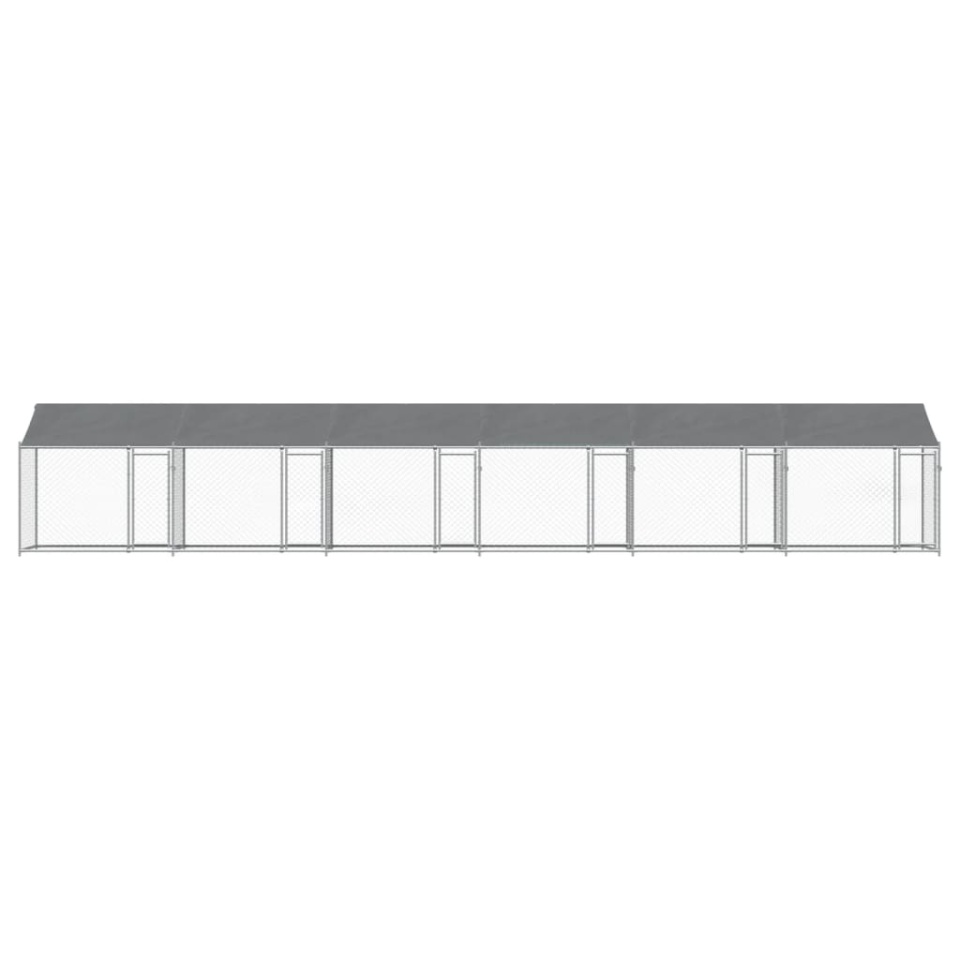 Cușcă câini cu acoperiș și uși, gri, 12x2x2 m, oțel galvanizat - 3 | YEO