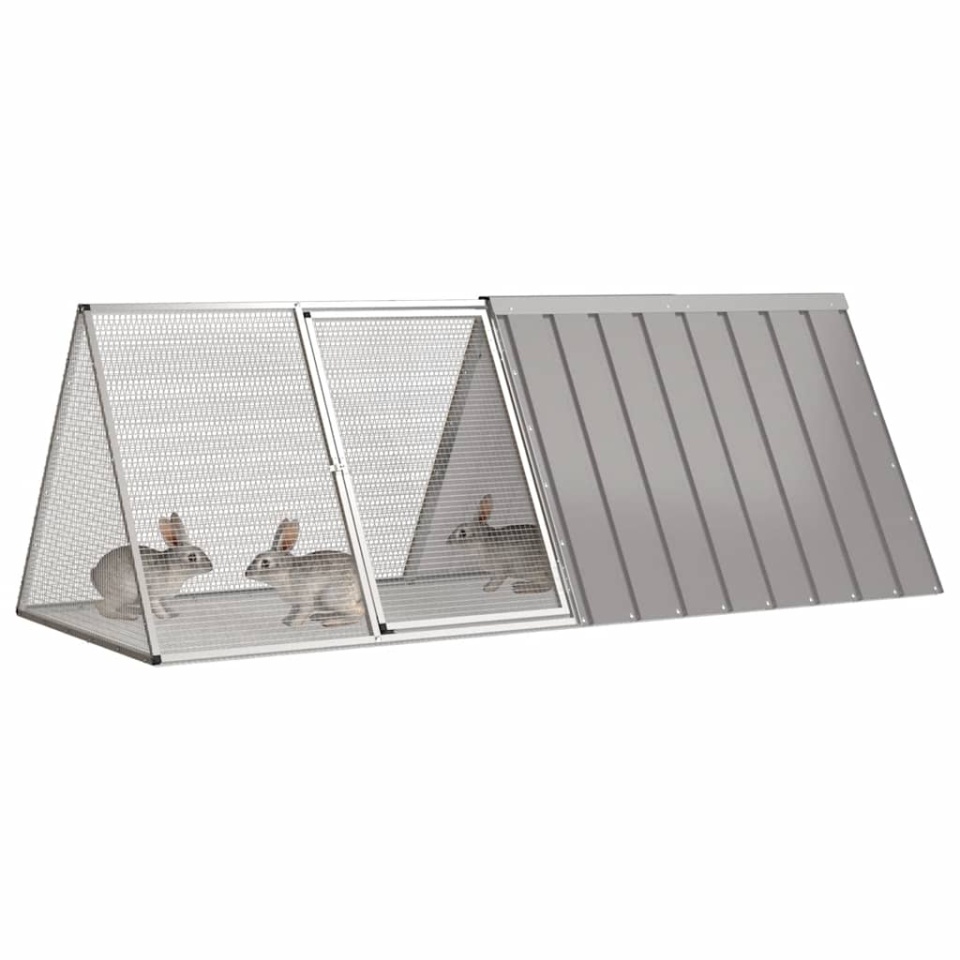 Cușcă pentru iepuri, gri, 201,5x80,5x71 cm, oțel galvanizat - 1 | YEO