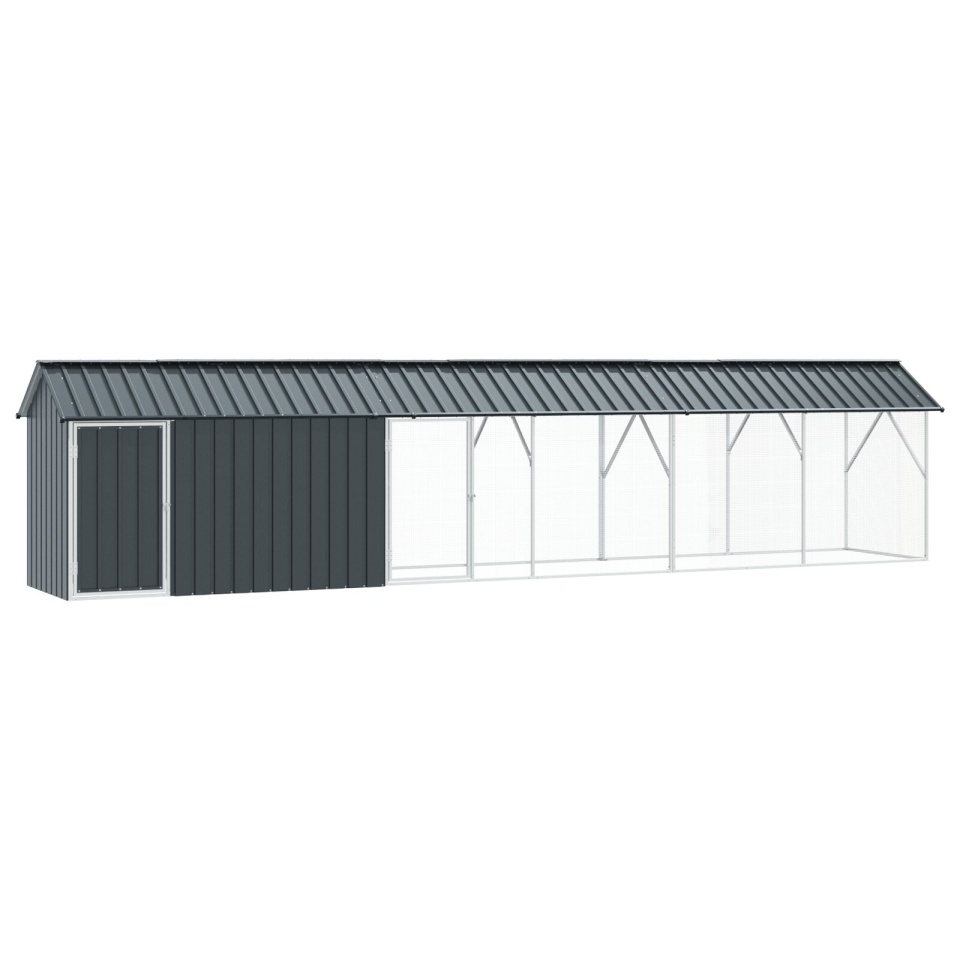 Cușcă pentru Păsări cu Extensie Anthracite 112x640x141 cm Oțel - 1 | YEO