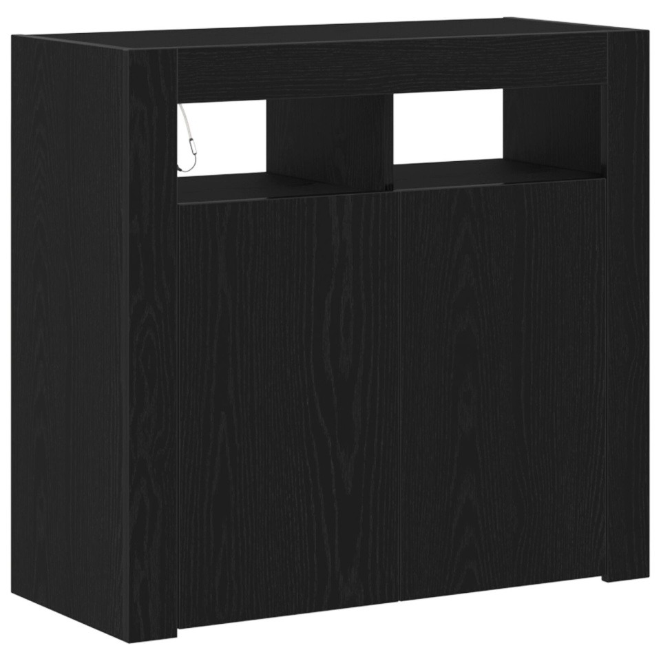 Dulap cu LED-uri Stejar Negru 80x35x75 cm din lemn prelucrat - 1 | YEO
