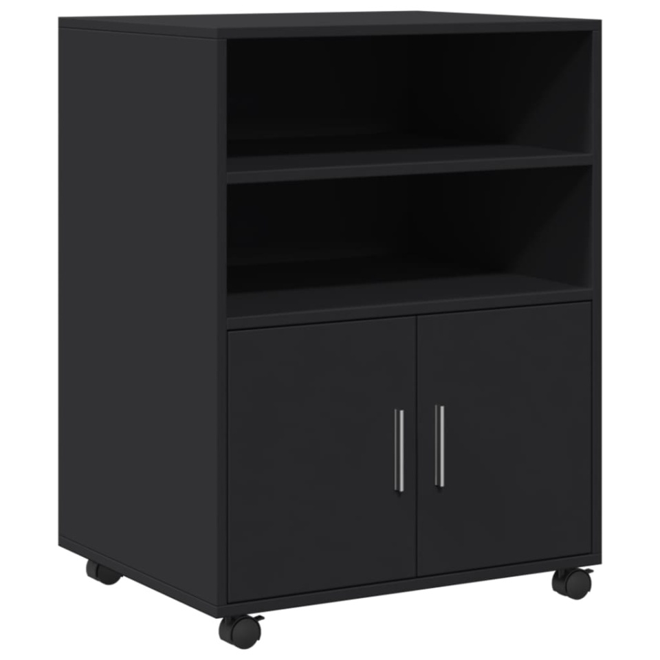 Dulap cu roți, negru, 60x48x81 cm, lemn prelucrat - 1 | YEO