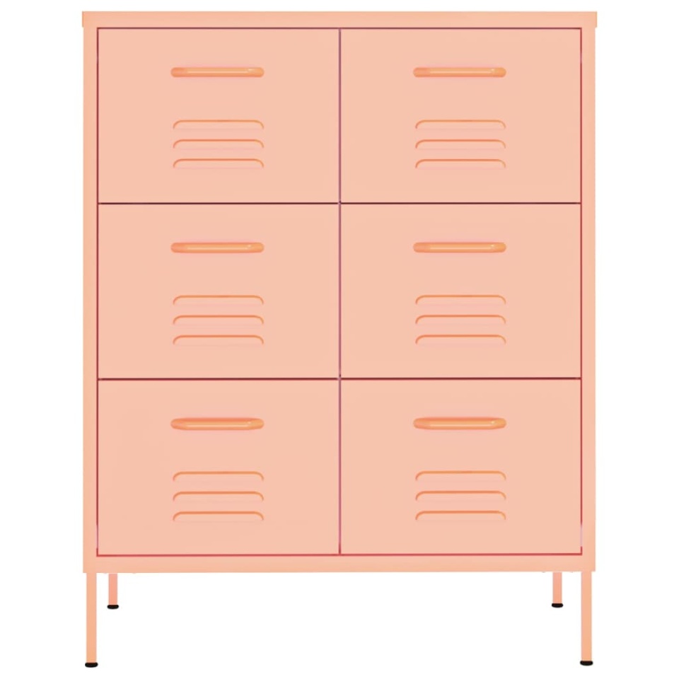 Dulap cu sertare, roz, 80x35x101,5 cm, oțel - 2 | YEO
