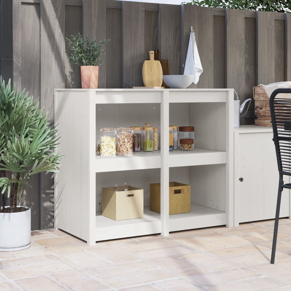 Dulap de bucătărie exterior Alb 106x55x92 cm din lemn masiv de pin