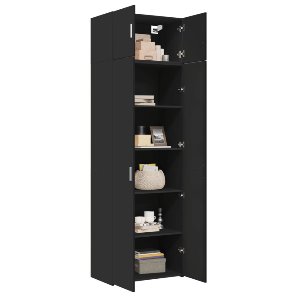 Dulap de depozitare, negru, 70x42,5x225 cm, lemn prelucrat - 2 | YEO