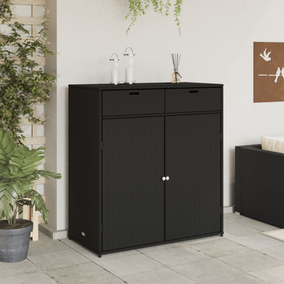Dulap depozitare de grădină, negru, 105x55x113 cm, poliratan - 2 | YEO