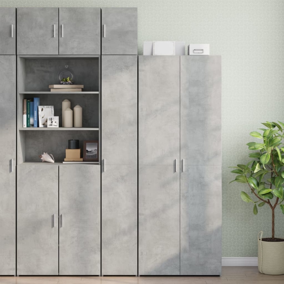 Dulap depozitare slim gri beton 30x42,5x225 cm lemn prelucrat