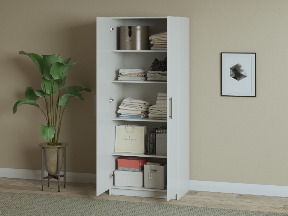Dulap ECO, 2 usi si rafturi, alb, 80 cm - 1 | YEO