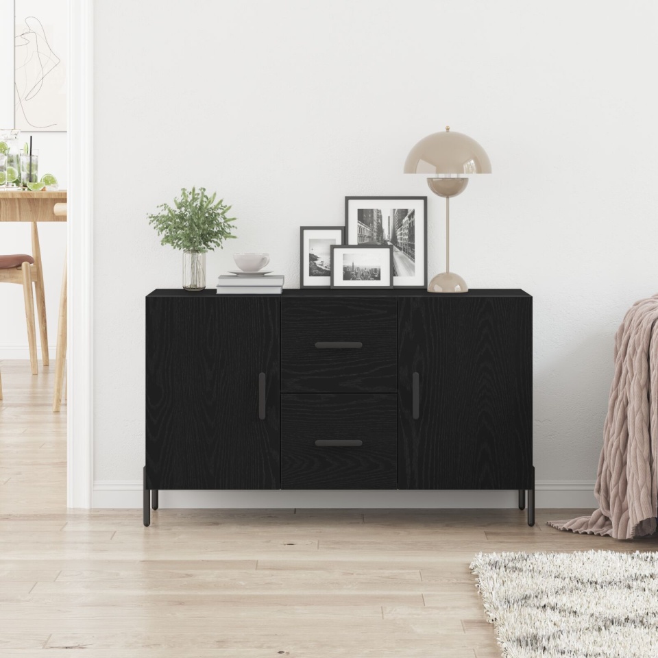 Dulap negru din stejar 100x36x60 cm Lemn stratificat - 3 | YEO
