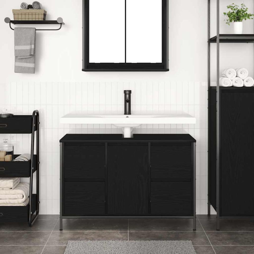 Dulap pentru chiuvetă cu sertare Stejar negru 90x34,5x60 cm - 2 | YEO