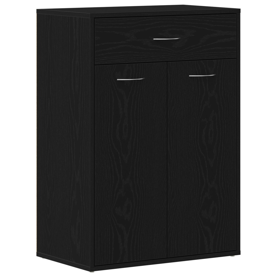 Dulap pentru încălțăminte , Negru cu Stejar, 60x35x84 cm, Lemn stratificat - 1 | YEO