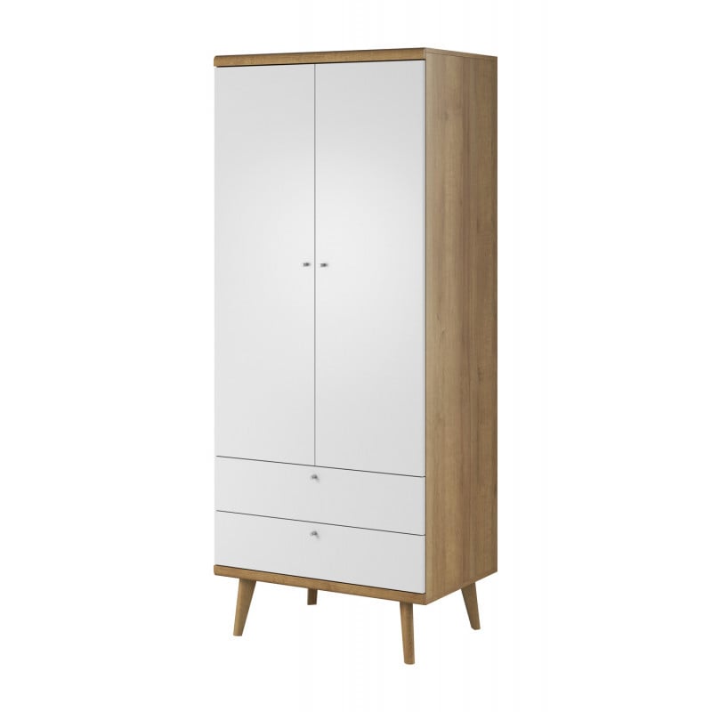 Dulap Prime PR11 din stejar Riviera - alb 80 cm 2D2S