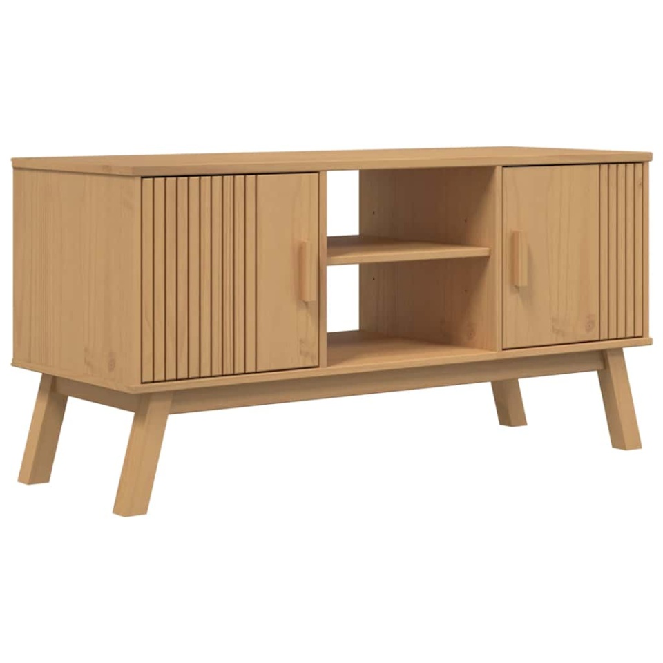 Dulap TV „OLDEN”, maro, 114x43x57 cm, lemn masiv pin - 1 | YEO