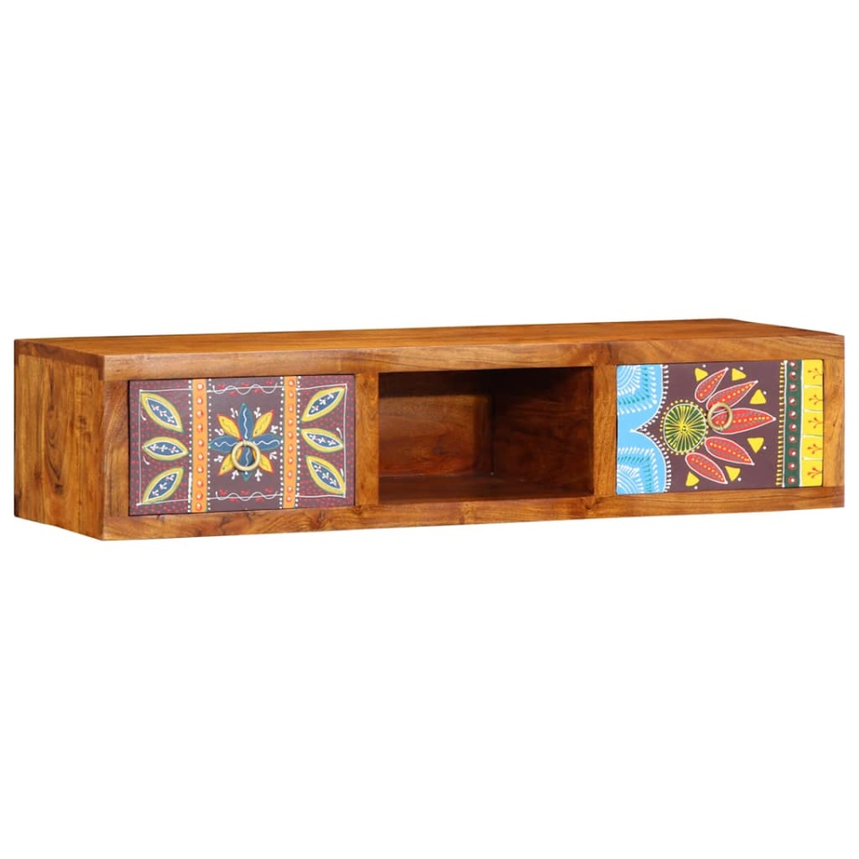 Dulap TV de perete multicolor 100x30x22 lemn masiv de salcam - 1 | YEO