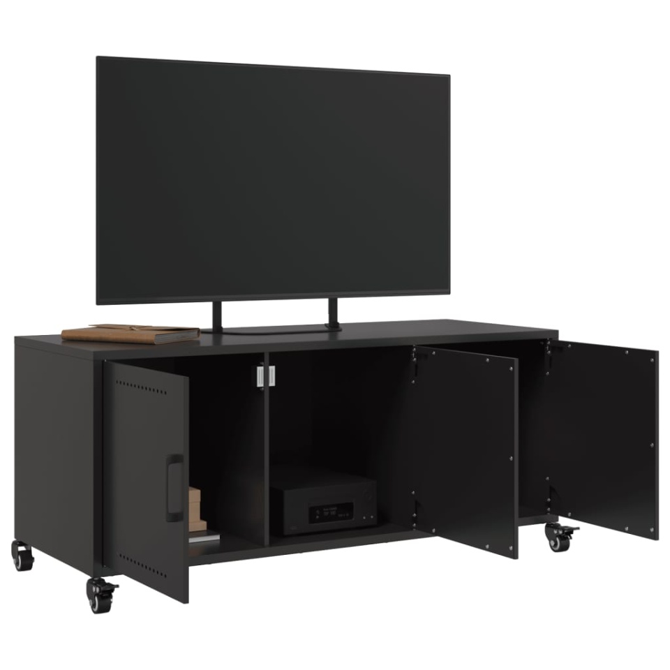 Dulap TV, negru, 100,5x39x43,5 cm, oțel - 3 | YEO