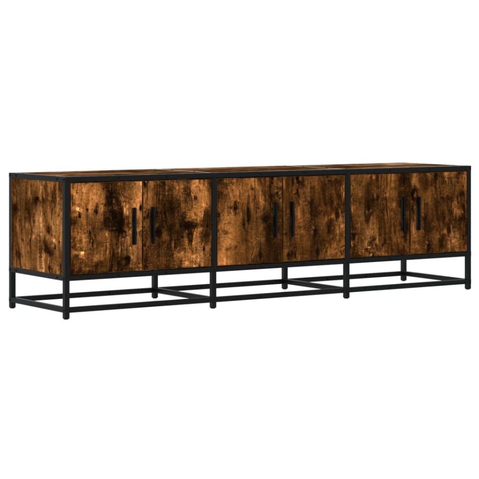 Dulap TV stejar fumuriu, 150x35x41 cm lemn prelucrat și metal - 1 | YEO