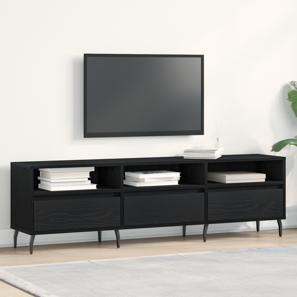 Dulap TV, stejar negru, 150x30x44,5 cm, lemn prelucrat - 3 | YEO