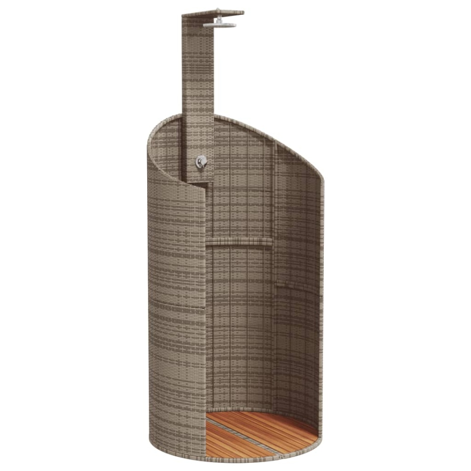 Duș de exterior, gri, 100x100x241,5 cm, poliratan/lemn acacia - 1 | YEO